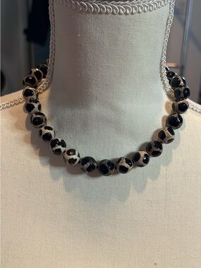 Simon Sebbag Black and Cream Beaded Necklace